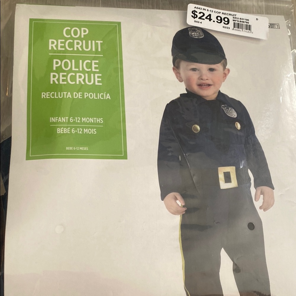 Black Halloween Police Officer Costume with Gold Accents